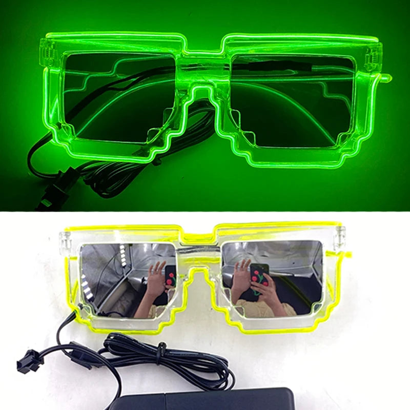 Funny Light Up Glasses Luminous LED Mosaic Glasses Men Women Halloween Party Supplies Glowing Glasses Neon Gafas Prpos