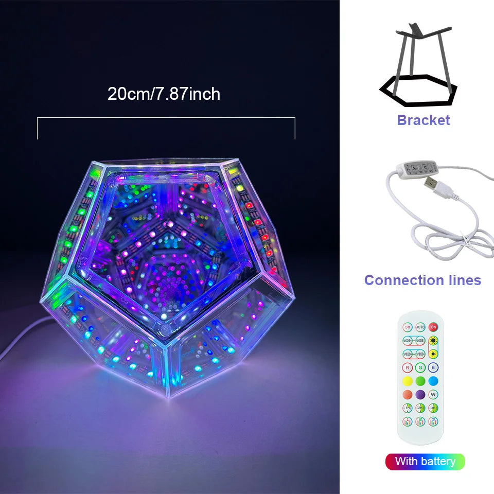 LED RGB Night Lights Dodecahedron Dreamy Geometric Space Lights Atmosphere Night Creative Color Home Decorative Light Gifts