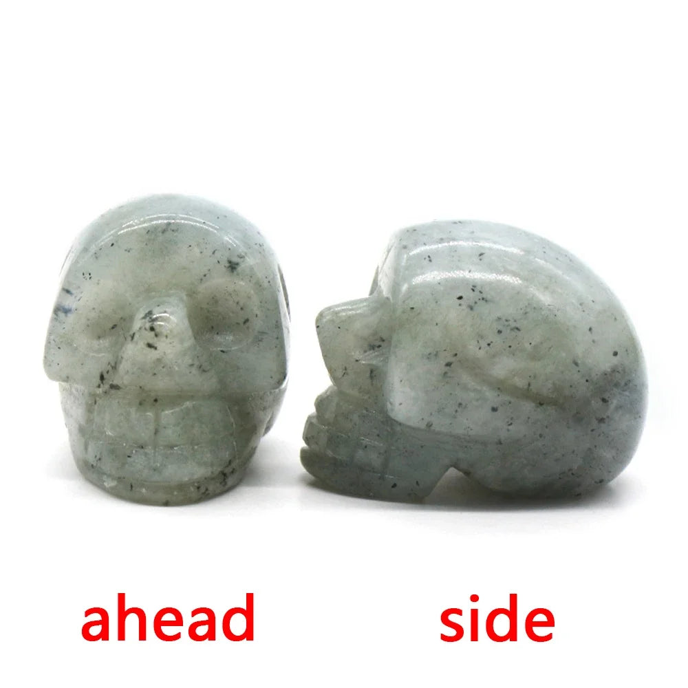 Natural Crystals Skulls Mineral Ghost Head Polished Carved Halloween Gift Desktop Home Decor Stone Crafts Skull Statues 14colors
