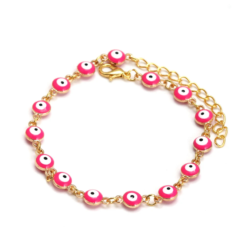 EVIL EYE Adjustable Alloy Foot Chain Women Anklet Drop Oil Turkish Evil Eye Anklet tobilleras mujer תכשיטים chaine de cheville