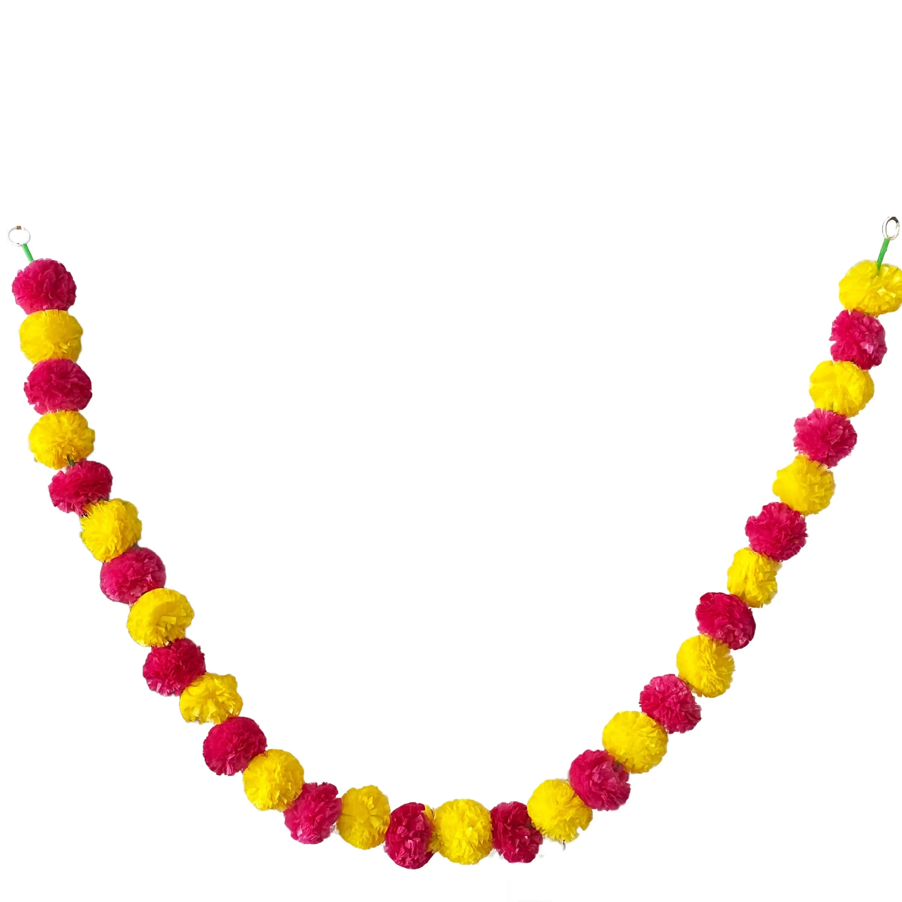 2 Pcs Marigold Flower Garland with бо Flowers for Diwali Mexican Dia de los Muertos DIY Wreath Day of The Dead Decor Party