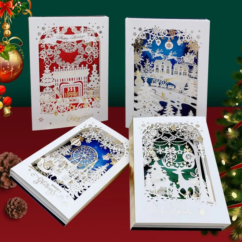 Christmas 3D Greeting Card Envelope Blessings DIY Christmas Eve Gift Elk Decoration Xmas Invitation Postcard Navidad Supplies