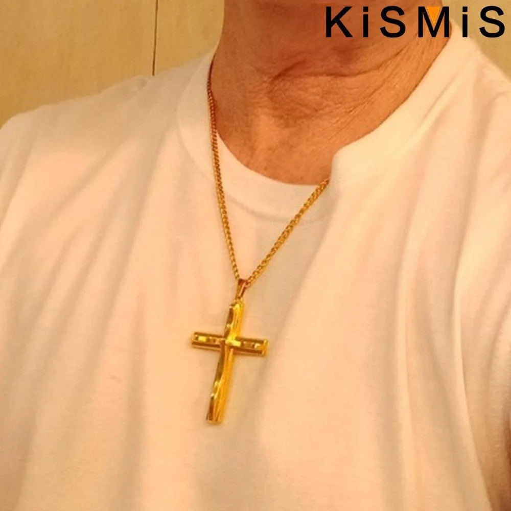 Men's Cross Pendant Necklace Fashion Hip-hop Jewelry Accessories Stylish Design Unique Gift for Him