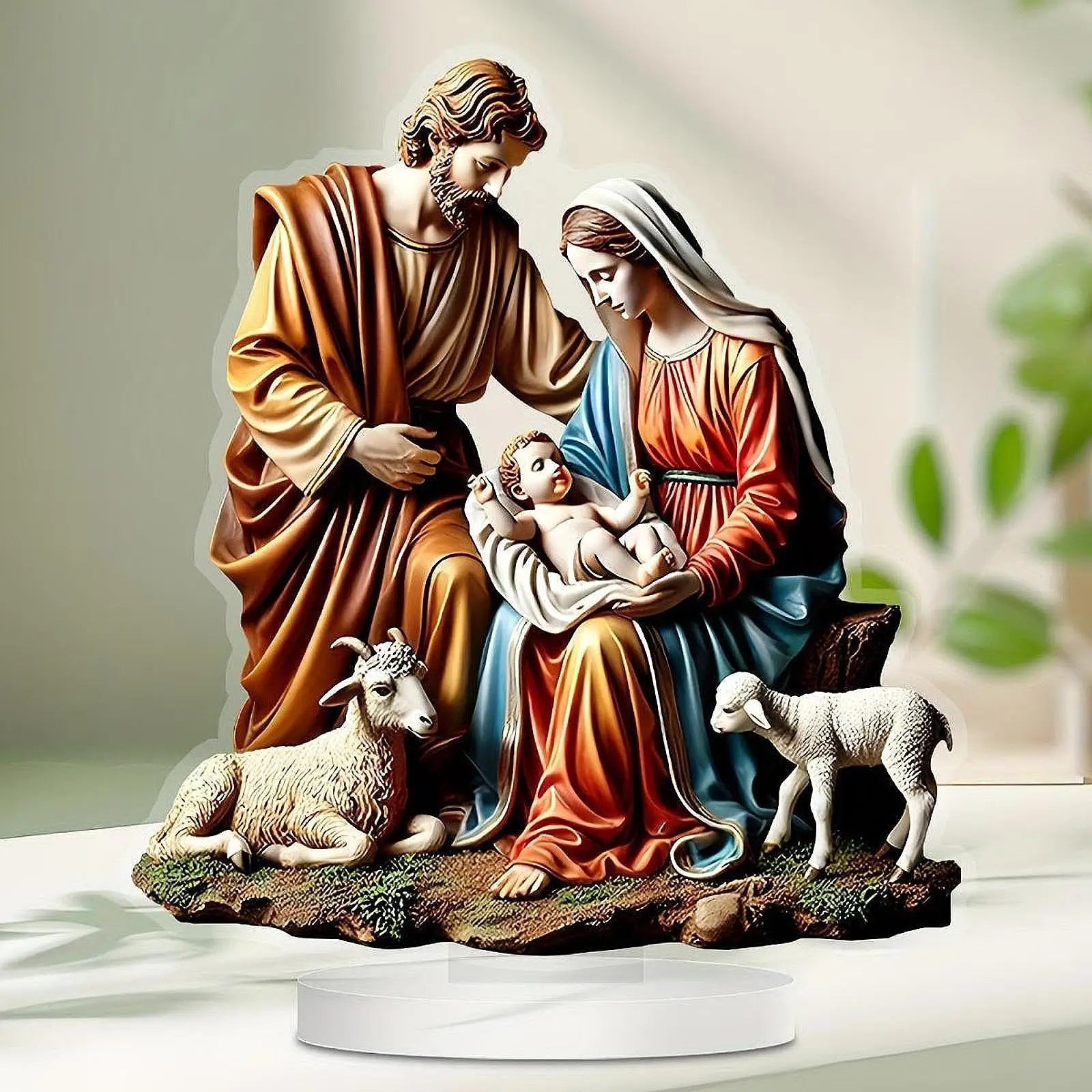 Virgin Mary and Jesus Statue Gifts Christmas Nativity Figurines for Tabletop