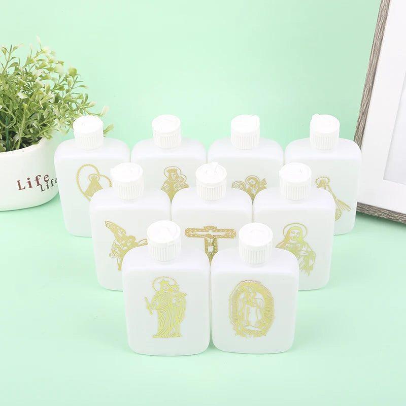 100ml Holy Water Bottles With Screw Lid Plastic Holy Water Container Holy Water Empty Containers With Gold Cross