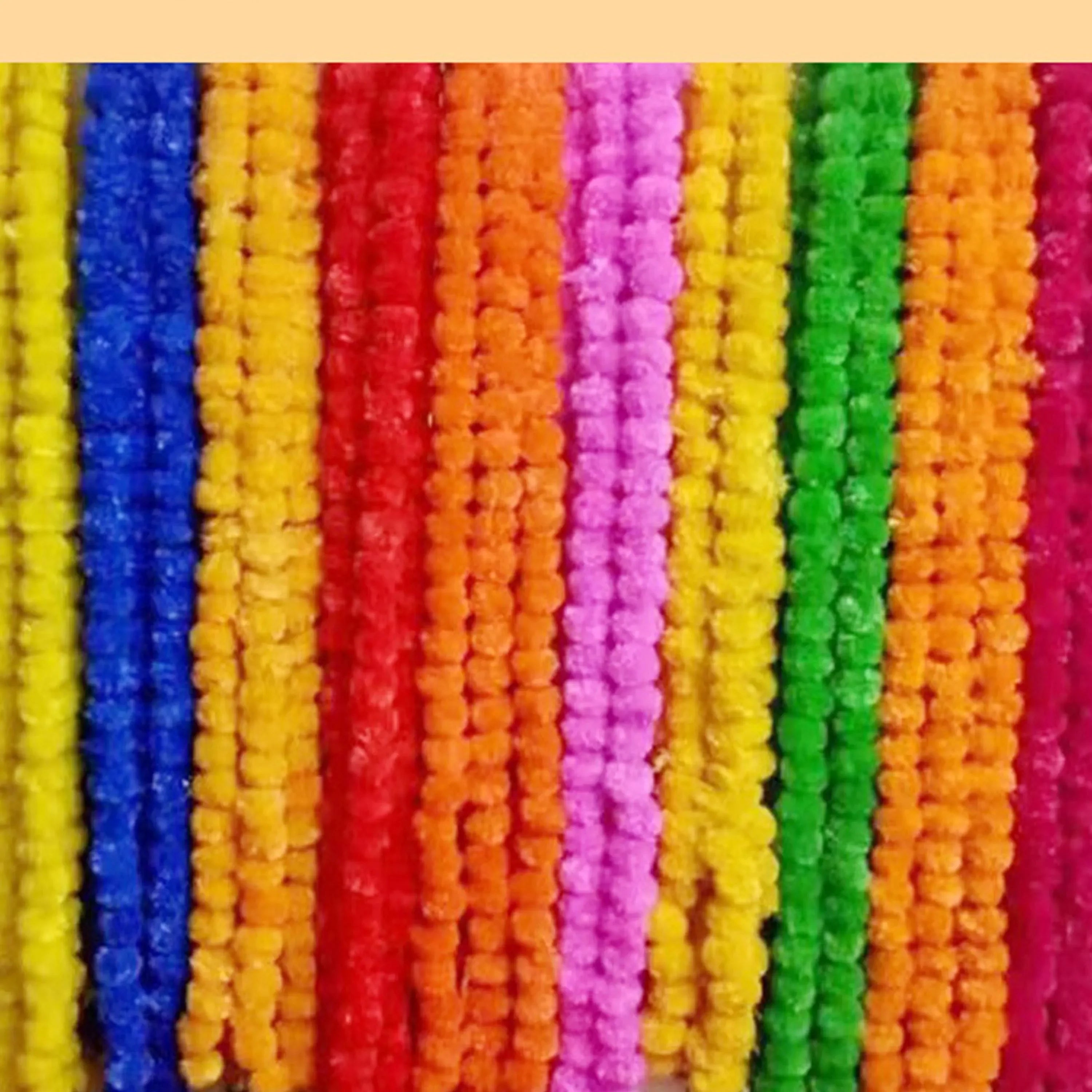 2 Pcs Marigold Flower Garland with бо Flowers for Diwali Mexican Dia de los Muertos DIY Wreath Day of The Dead Decor Party