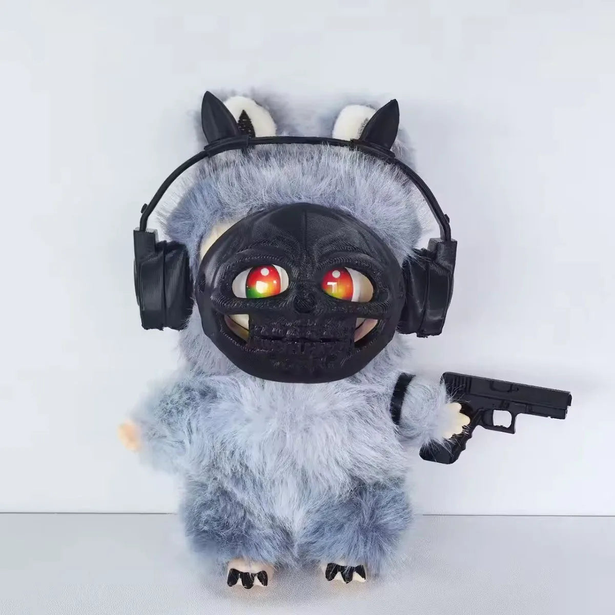 Plush Doll Funny Kit-Creative Mask Headphones Gun Doll DIY Accessories Outfit Clothes for Labubu Halloween Dress Up