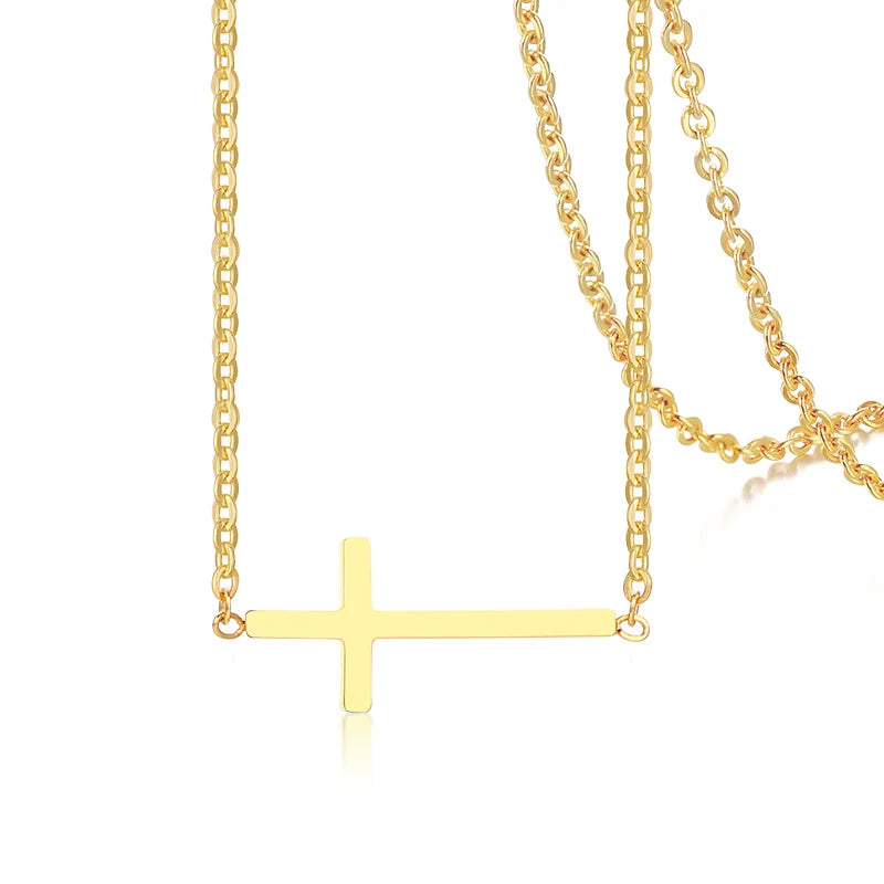 Cruz Cross Necklace Pendant, Women's Stainless Steel Cross Collar, Fashion Religious Jewelry
