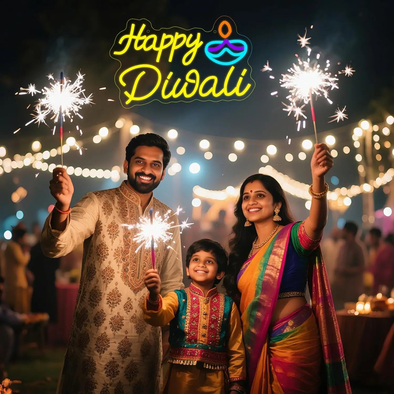 Happy Diwali Neon Lights, Home Diwali Decoration, Indian Festival Decoration Luminous Signs, Dimmable Led Neon Lights Suitable F