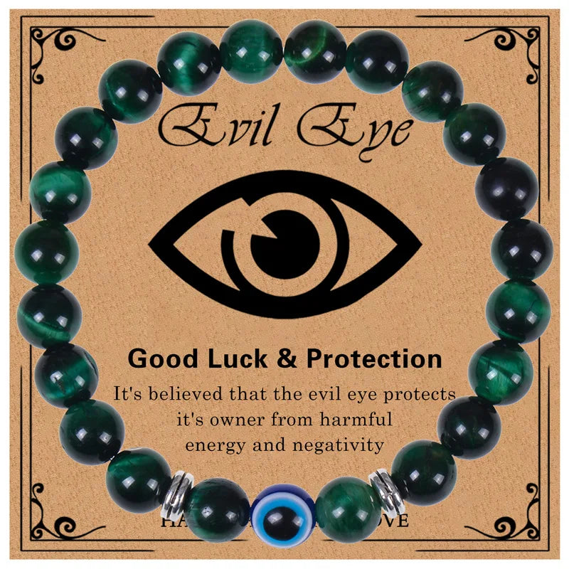 Evil Eye Bracelet for Men 8mm Tigers Eye Stone Bracelet Protection Bracelet Natural Stone Bracelet Bring Luck  Jewelry Gifts
