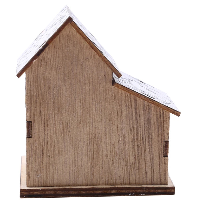 Christmas Home Decoration LED Luminous Wooden House Small House Xmas Tree Desktop Decoration Happy New Year Give Gifts Friends