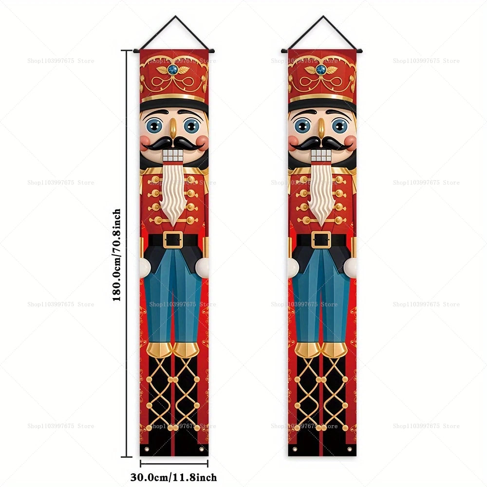 2D Merry Christmas Tree and Wreath Decor Indoor Outdoor Banners Porch Hanging Signs Wall Front Door Outside Yard Party Supplies