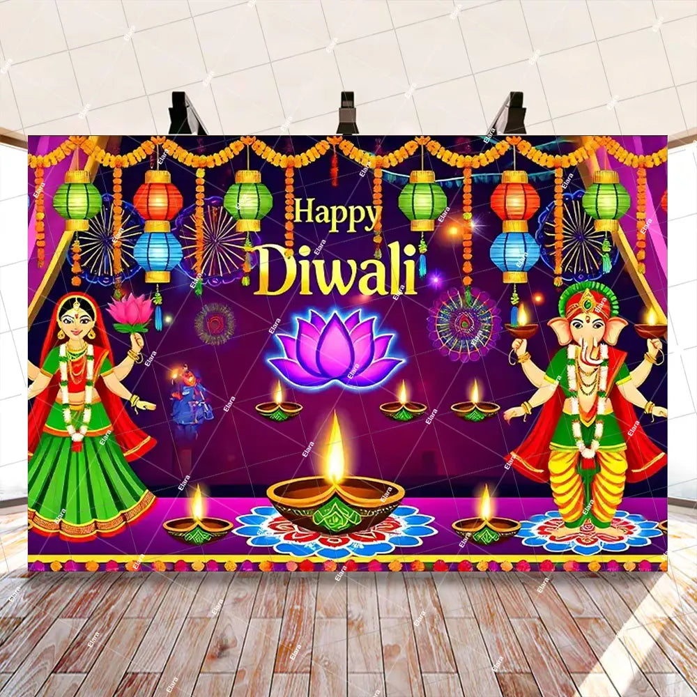Diwali Decorations Indian Diwali Festival Deepavali Peacock Candle Wedding Birthday Party Supplies Backdrop Banner Photo Studio