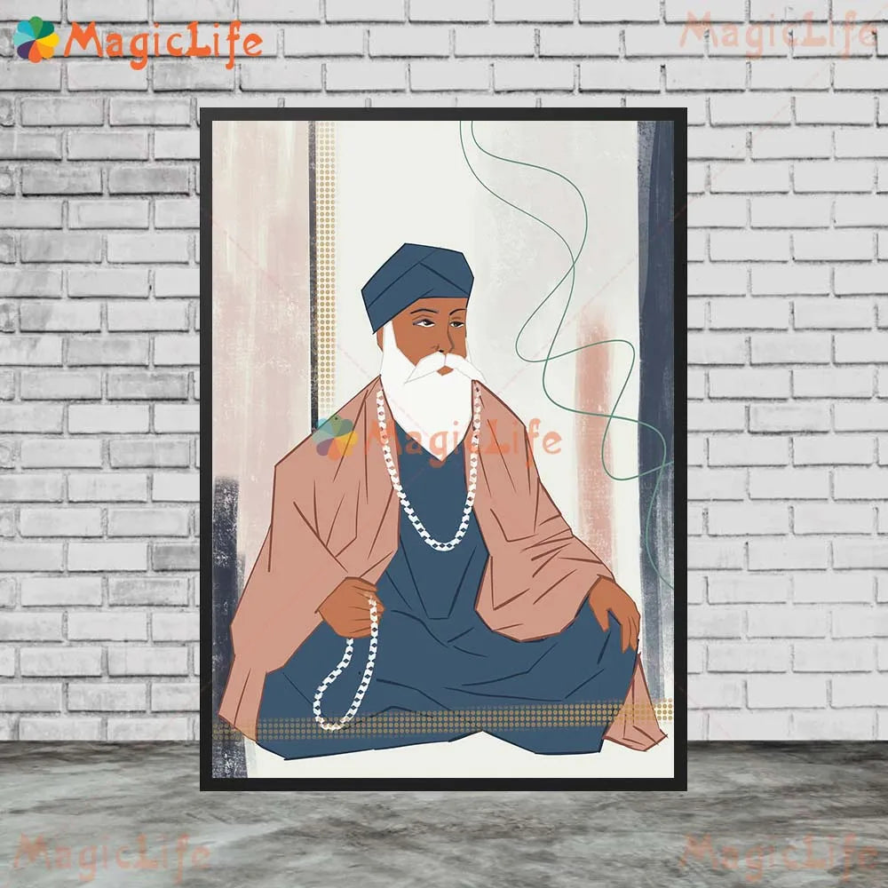 Handdrawn Sikh Religious Religion Poster Wall Pictures For Living Room Home Decor Poster Wall Art Canvas Painting Unframed