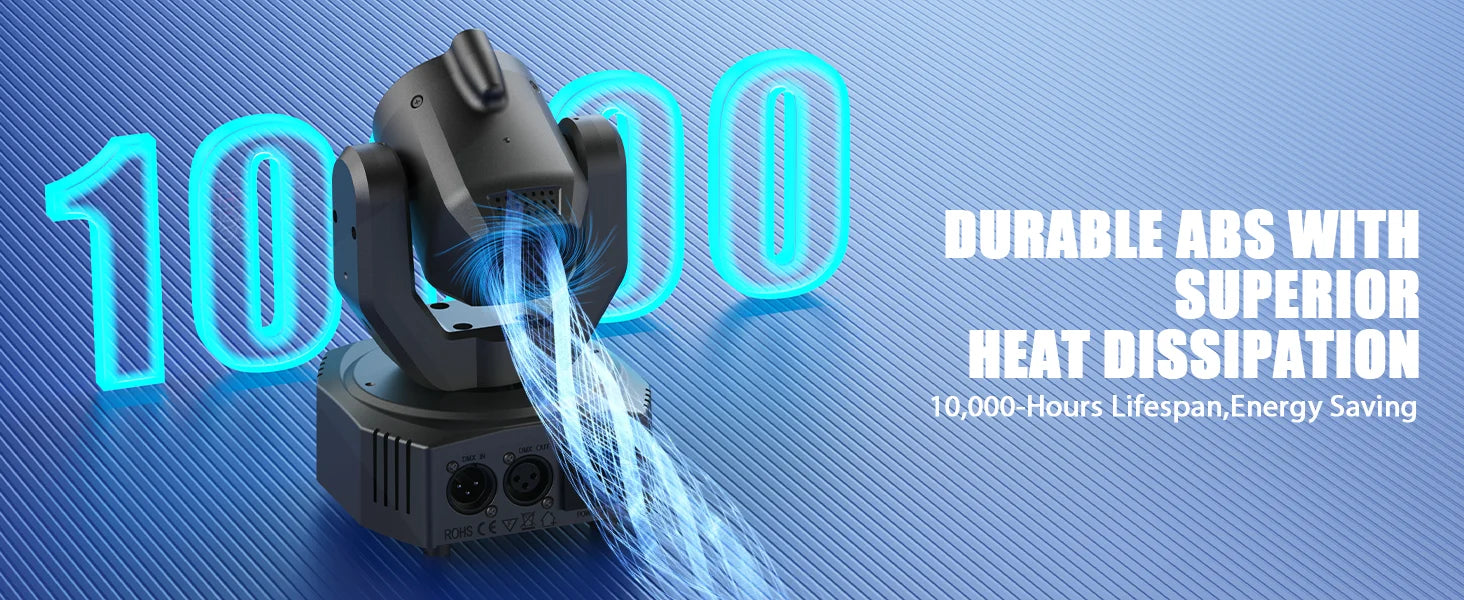 U'King Mini 30W Spot Beam Moving Head Light LED 4IN1 RGBW Effect Strobe Stage Light DMX Sound Activated DJ Disco Bar Party Light