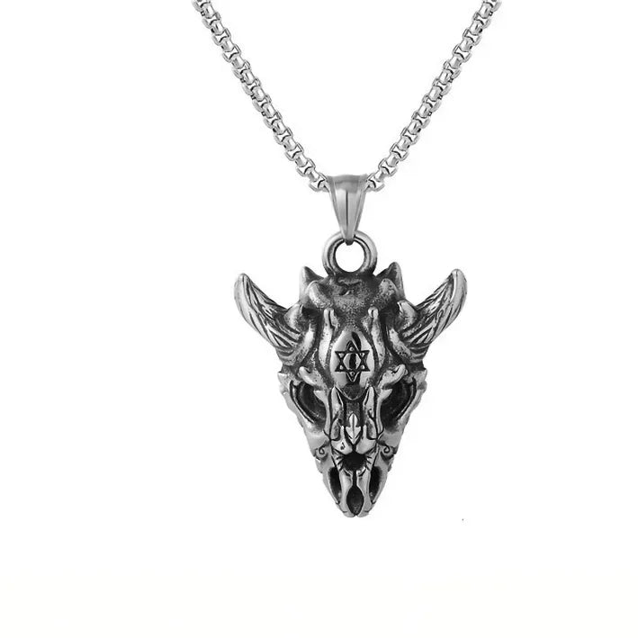 Gothic Pattern Skull Ghost Head Pendant Necklace Men's Punk Trend Alternative Halloween Jewelry