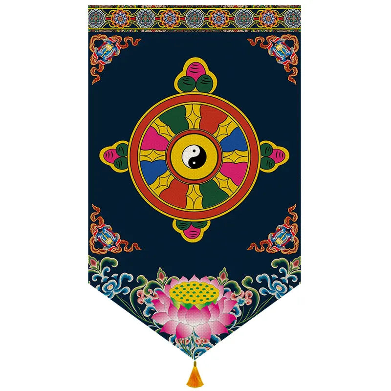 Wholesale Buddhist supplies # HOME Temple altar Wall decor Auspicious blessing Kalachakra Hanging decoration painting Ornament