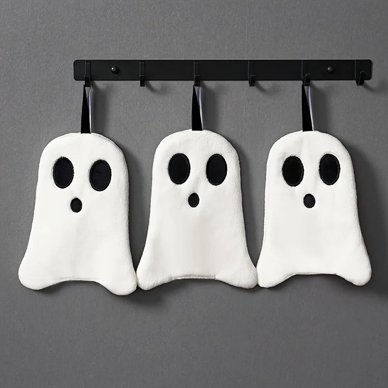 1PC Soft Ghost Hand Towel: Perfect for Halloween Decor - 8.6" X 7.9" - Coral Fleece Material - High Absorbency