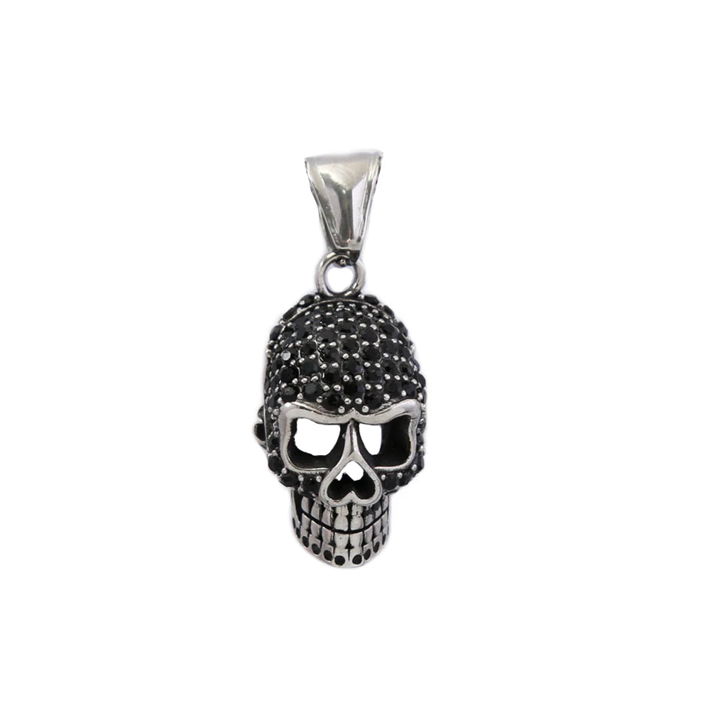 Gothic Hip Hop Skull Pendant Necklaces For Men Stainless Steel Punk Fashion Skeleton Necklace Halloween Jewelry Gifts Wholesale