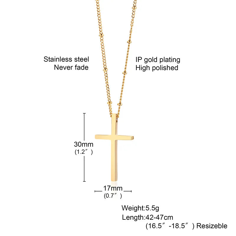Cruz Cross Necklace Pendant, Women's Stainless Steel Cross Collar, Fashion Religious Jewelry