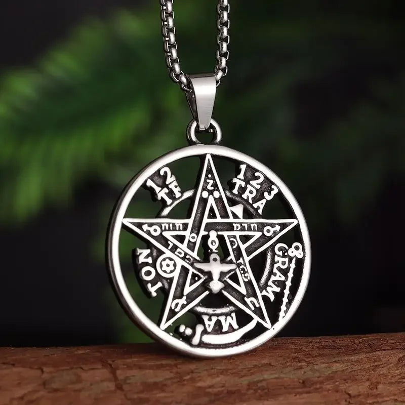Vintage Hindu Symbols Rune Amulet Pendant Necklace Charm Men\'s Religious Style Prayer Amulet Jewelry Gift