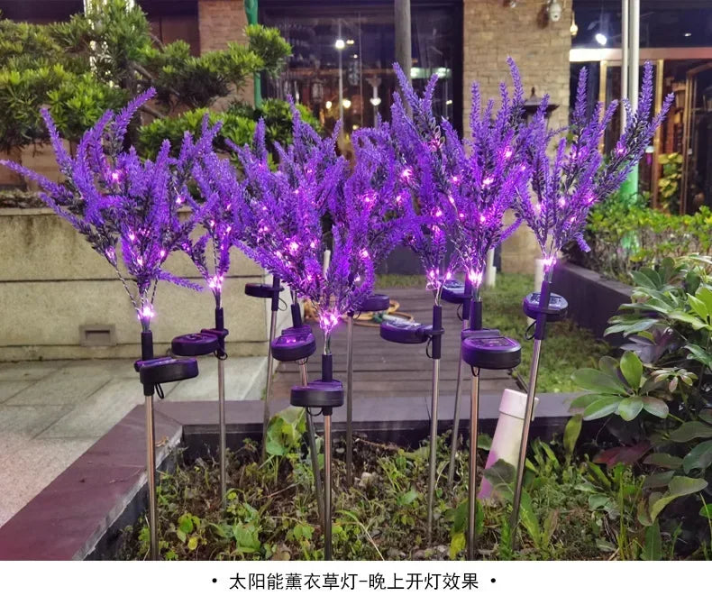 2025 New Purple Lavender Flower Solar Garden Lights Outdoor Decorative Lawn Lamp for Patio Yard Decor
