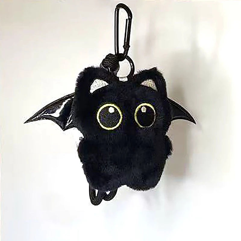 Cute Keychain Kawaii Black Cat Keychain Plush Cats Toy Backpack Hanging Pendant Decoration Keyring Halloween Ghost Theme Gifts