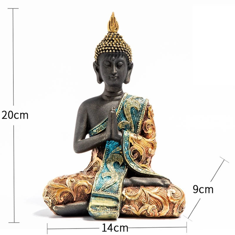 Buddha Statue Thailand Sculpture Resin Handmade Buddhism Hindu Feng Shui Figurine Meditation Home Decor Ornament
