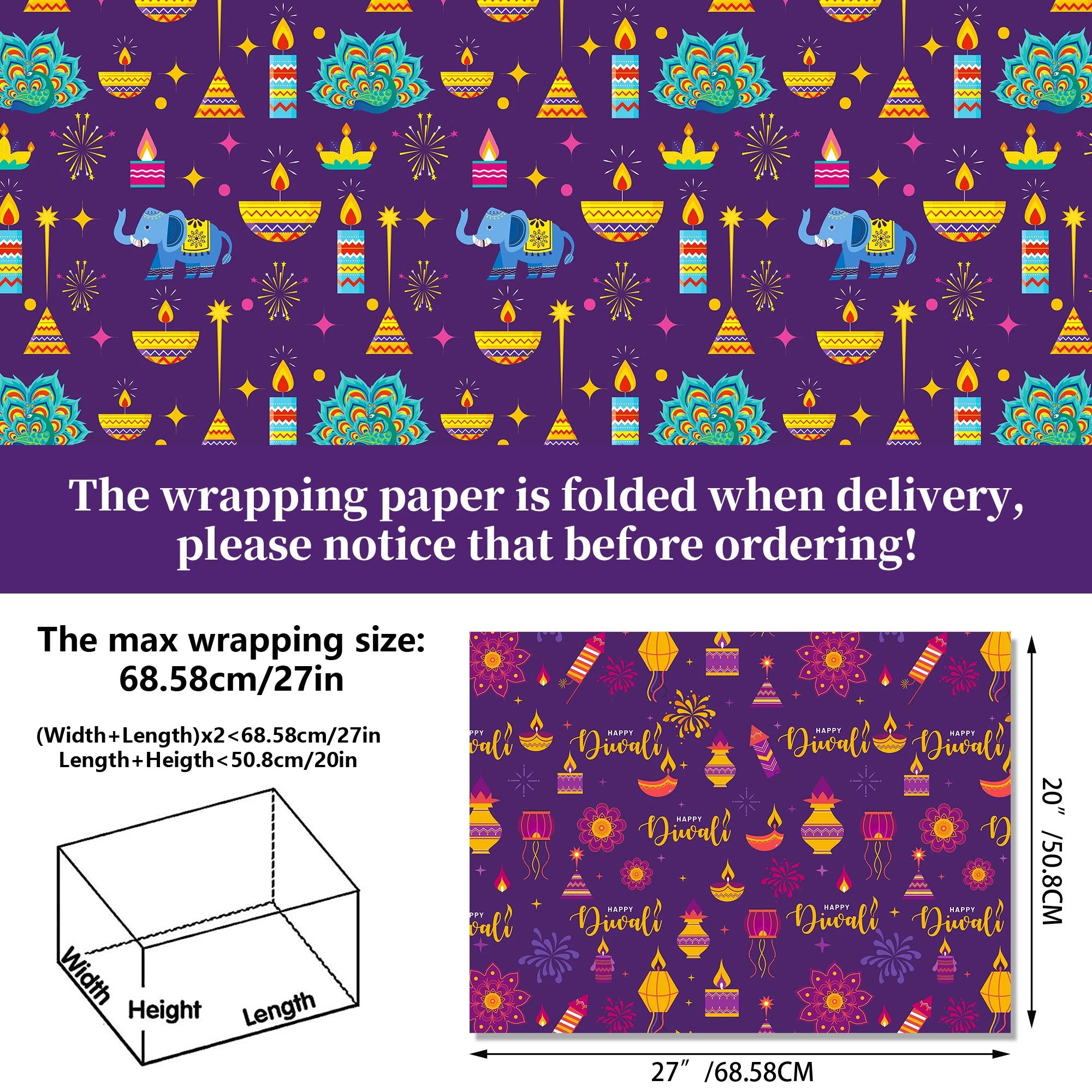 12pcs Diwali Festival Wrapping Material Paper Baby Shower Party Gifts Decorative Packing Craft Papers