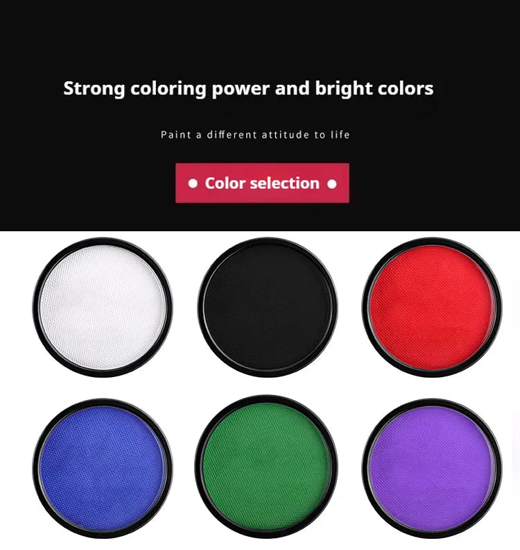 30g Water-Activated Body Makeup Face Paint Set 3-Piece with Brushes Mixing Palette for Halloween Christmas Costume Party Cosplay