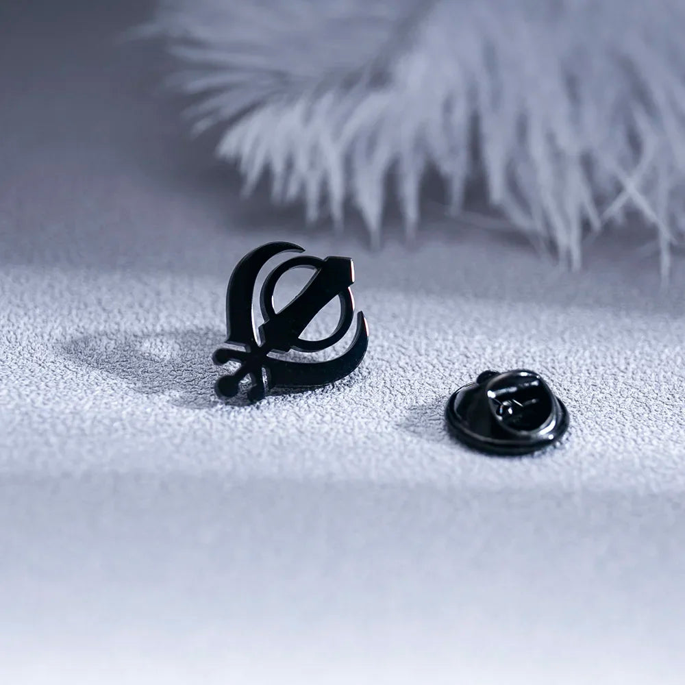 Sikh Symbol Men's Stainless Steel Brooch Religious Talisman Jewelry Retro Indian Religious Emblem Badge Accessories