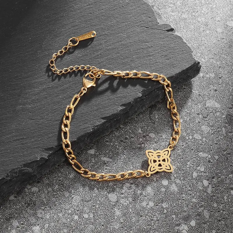 Stainless Steel Hindu Lotus Mandala Open Bracelet Women Fashion Cuff Bangle Casual Sports Yoga Jewelry