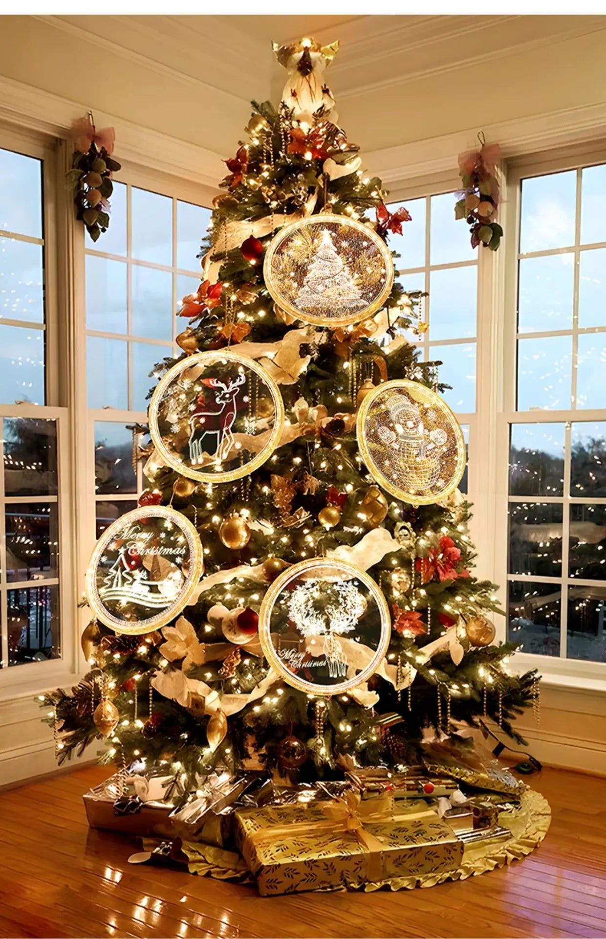 Christmas Transparent Luminous Night Lights, Festive Scene Atmosphere Decoration and Hanging Ornament Store