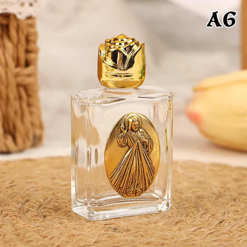 11 Types Of Glass Holy Water Jesus Bottle Religious Cross Bottle Christian Virgin Sculpture Bottle Refillable Holy Water Bottle