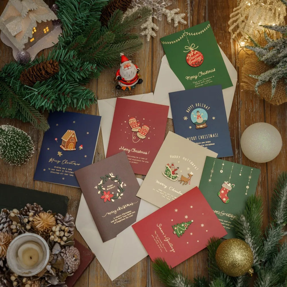 Merry Christmas Cards Set with Envelope New Year Wishes Christmas Gifts Decorative Greeting Xmas Postcards for Xmas 2025