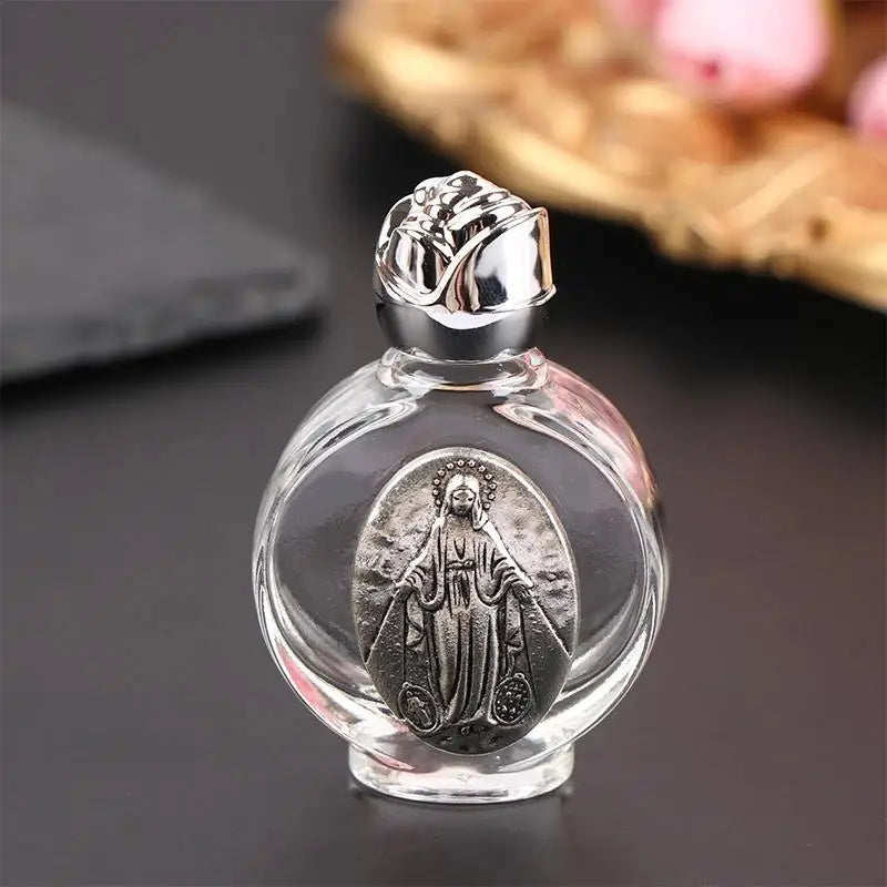 1Pc Holy Water Jesus Bottle Religious Cross Bottle Christian Virgin Sculpture Bottle Holy Water Bottle