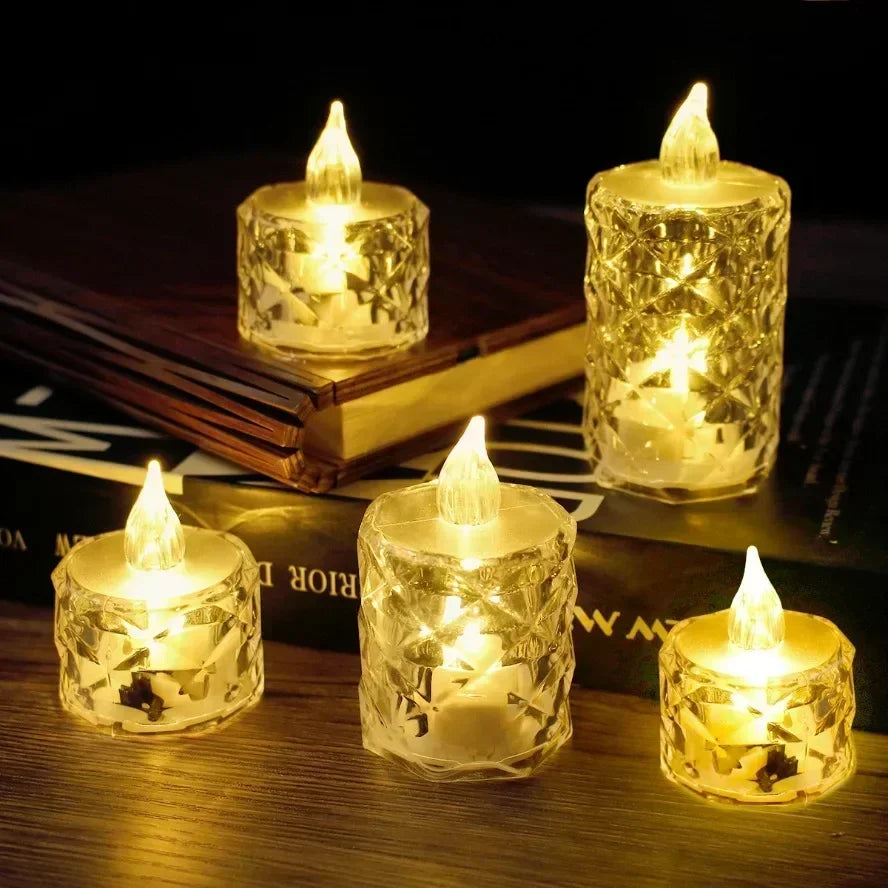 24-1PCS Flameless LED Light Candle LED Crystal Candle Light Electronic Night Lamp Dating Party Holiday Home Wedding Decoration