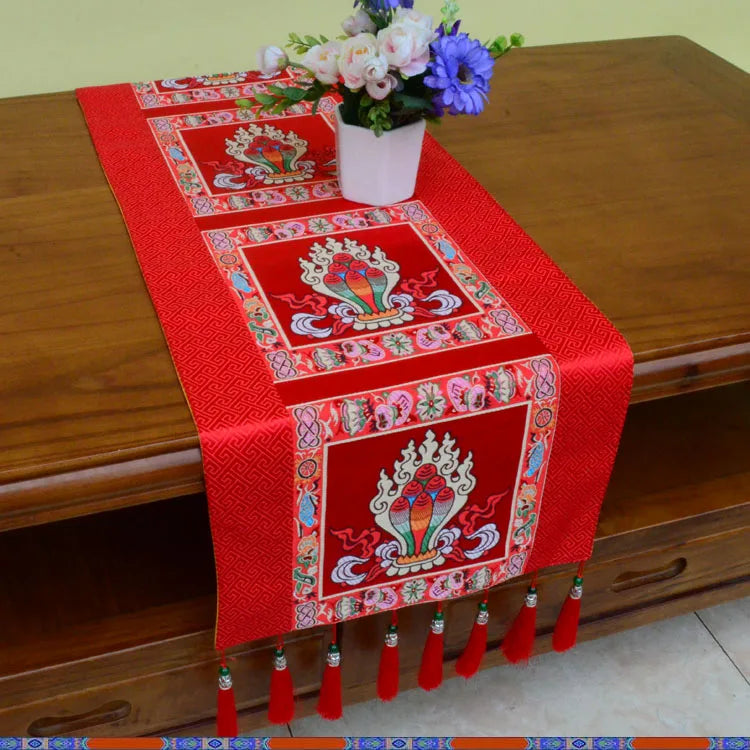 Wholesale Buddhism supply Tibet Nepal family home Temple Auspicious Worship Altar Buddha statue Table cloth mat Cushion