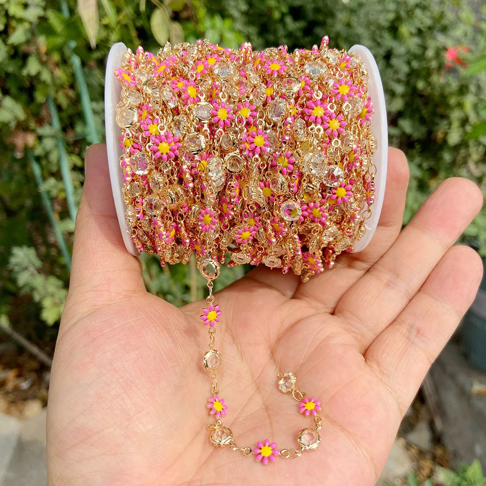 Colorful Evil Eye Beads Chains Stainless Steel Link Pearl Beaded Chains Turkey Eye Link Chain for Necklace Making Jewelry DIY