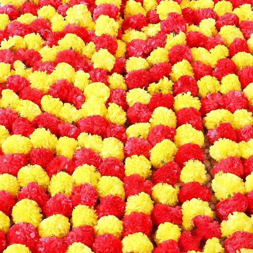 Long Strands Artificial Marigold Garland Pooja Diwali Fiesta Indian Décor Marigold Flower Garlands Reusable Events Decor