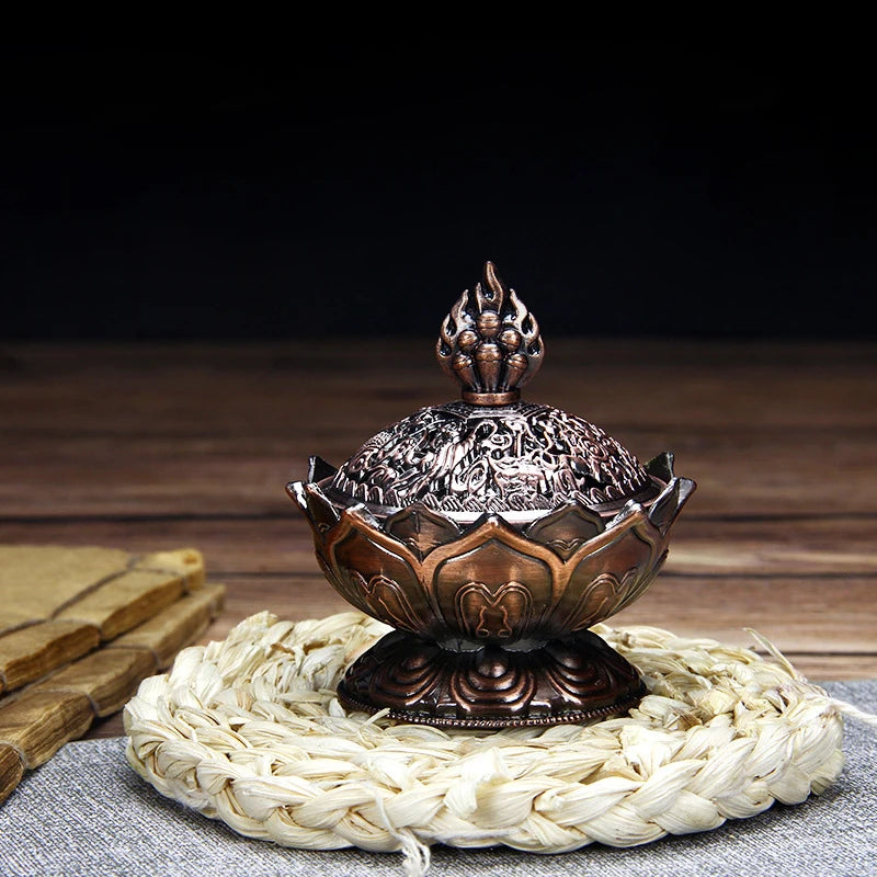 Copper Tower Incense Burner Sandalwood Incense Burner Lotus Incense Burner Incense Plug Ornaments Buddhist Temple Home Interior