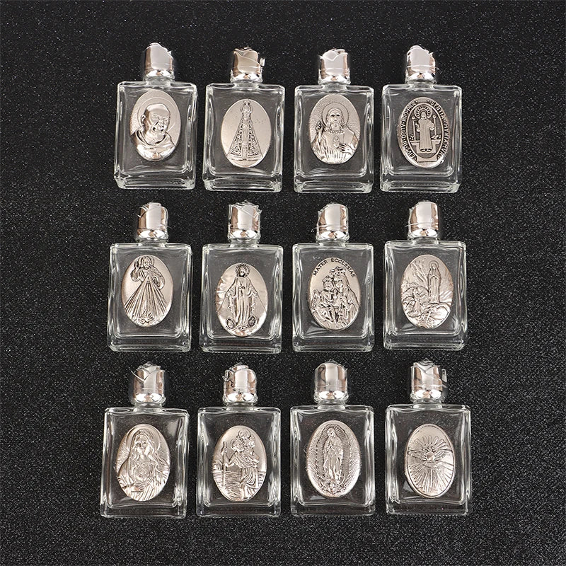 11 Types Of Glass Holy Water Jesus Bottle Religious Cross Bottle Christian Virgin Sculpture Bottle Refillable Holy Water Bottle