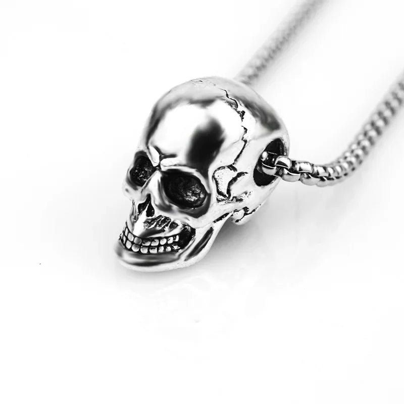 Punk Glossy Skull Ghost Head Pendant Necklace Men's Biker Rock Gothic Halloween Party Jewelry Accessories