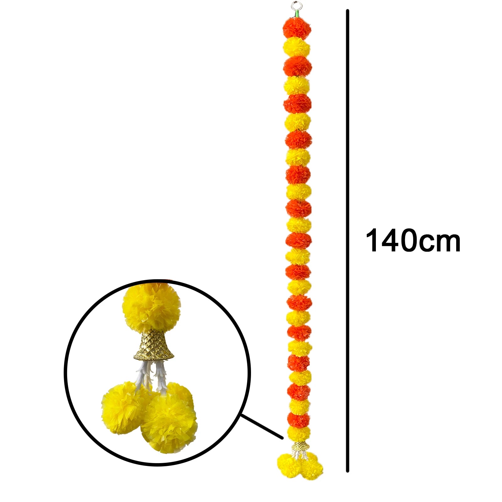 2 Pcs Marigold Flower Garland with бо Flowers for Diwali Mexican Dia de los Muertos DIY Wreath Day of The Dead Decor Party