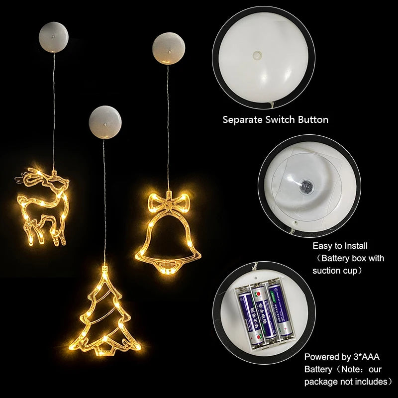 Christmas decoration lamps, hanging lights, suction cup lights, window decoration, interior decoration, New Year decoration
