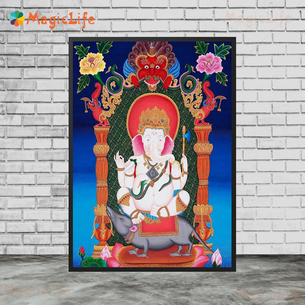 Indian Religion Ganesha Hindu Mythology God Posters Wall Pictures For Living Room Poster Wall Art Canvas Painting Unframed