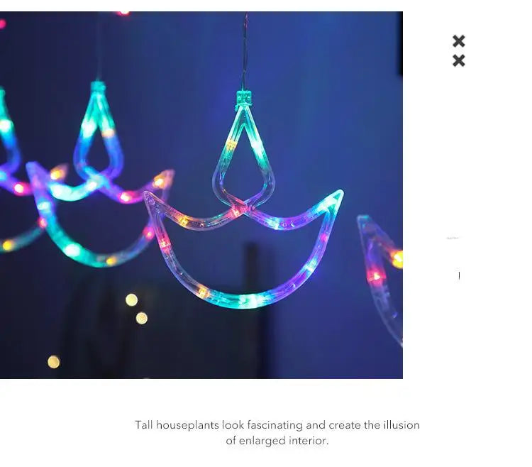 Diwali String Lights Usb Plug Diya Curtain Light Festival Lamp for Wall Window Bedroom Decor Indoor Outdoor Eid al-Fitr Muslims