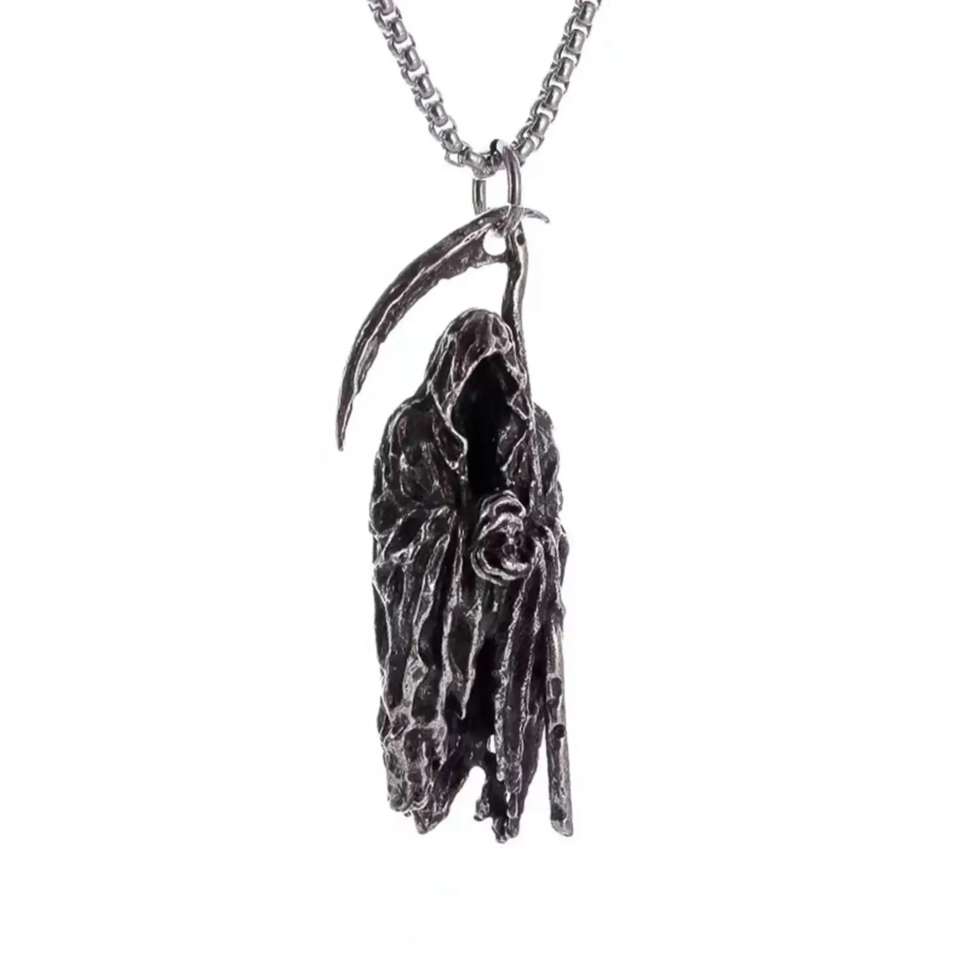Gothic Pattern Skull Ghost Head Pendant Necklace Men's Punk Trend Alternative Halloween Jewelry