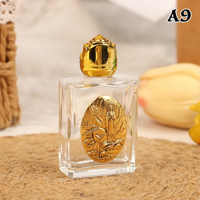 11 Types Of Glass Holy Water Jesus Bottle Religious Cross Bottle Christian Virgin Sculpture Bottle Refillable Holy Water Bottle