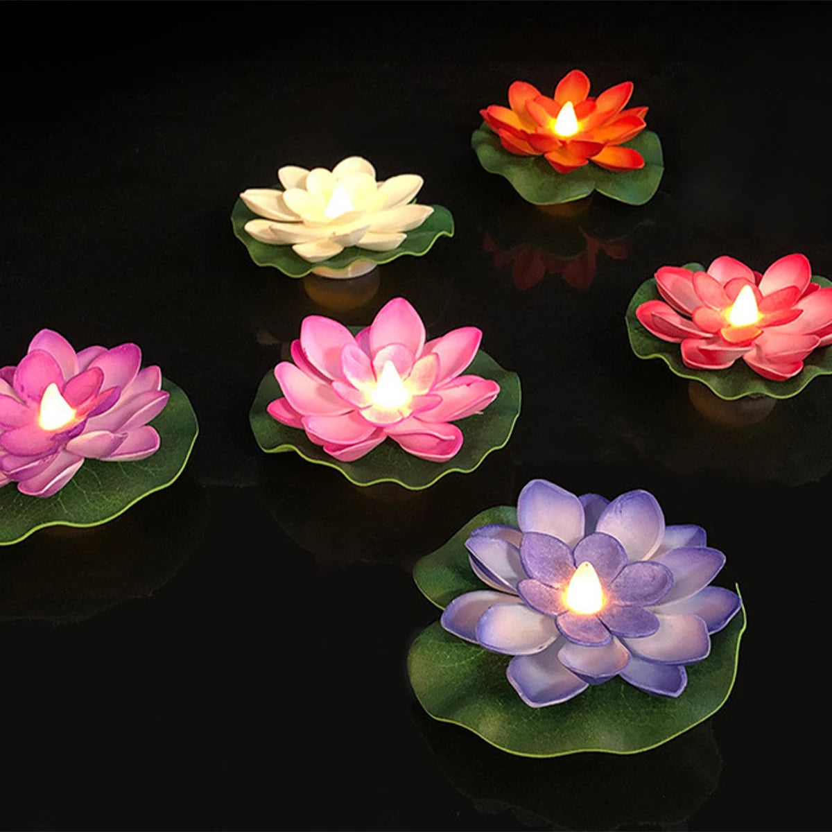 15/10CM Diwali Floating Induction Lotus Lamp Garden Led Pink Battery Powered Lights Outdoor Waterproof Landscape For Night Light